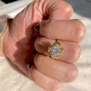 Stunning Gold-Plated Floral Cocktail Ring | Size 6